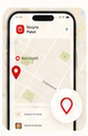 Haritada yakındaki Sürpriz Paket işletmelerini gösteren uygulama ekranı